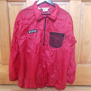 Columbia Red Half zip Windbreaker Packable Water Resistant Lightweight Men's L